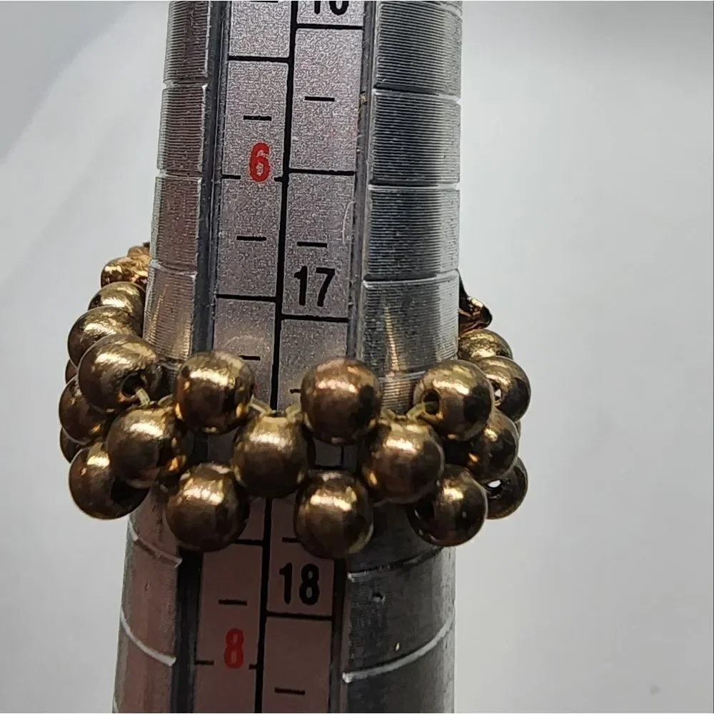 Roman Gold Tone & Clear Rhinestone Flower Cluster Stretchy Ring